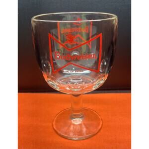 Budweiser Beer Heavy Glass Goblet Style Mug‎ Remember Use To Be A Carnival Prize